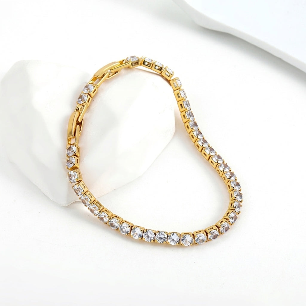 Bracelet Chic rivière de diamants Plaqué Or 18k
