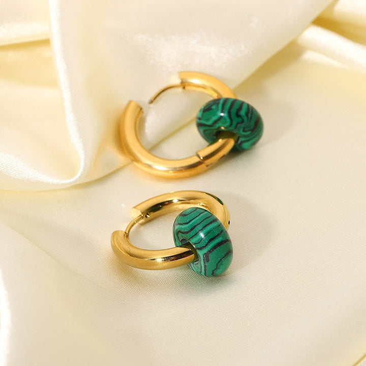 Boucles d'oreilles Émeraude Plaqué Or 18K
