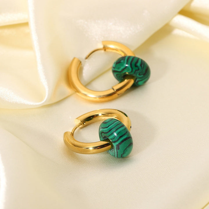 Boucles d'oreilles Émeraude Plaqué Or 18K