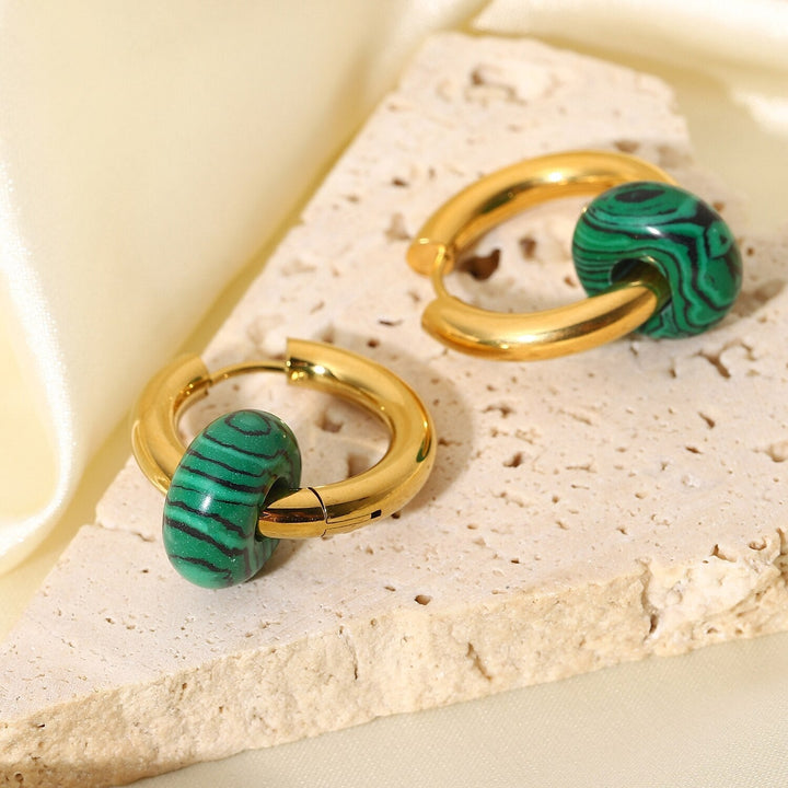 Boucles d'oreilles Émeraude Plaqué Or 18K