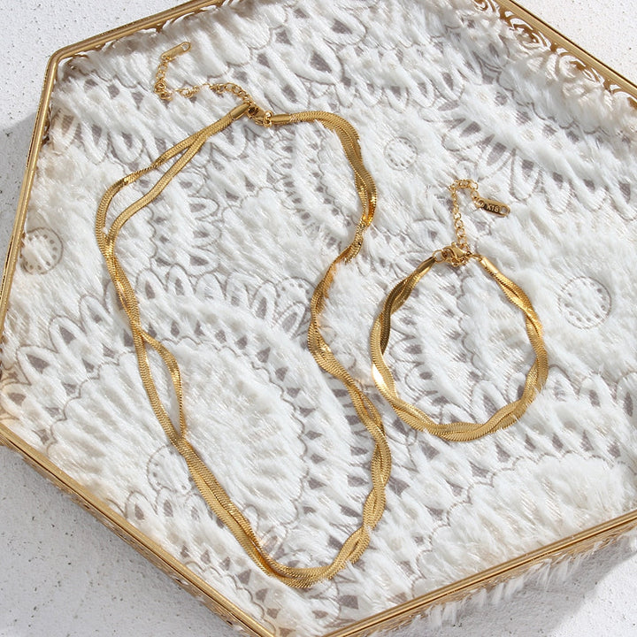 Diane Parure collier et bracelet Plaqué Or 18k