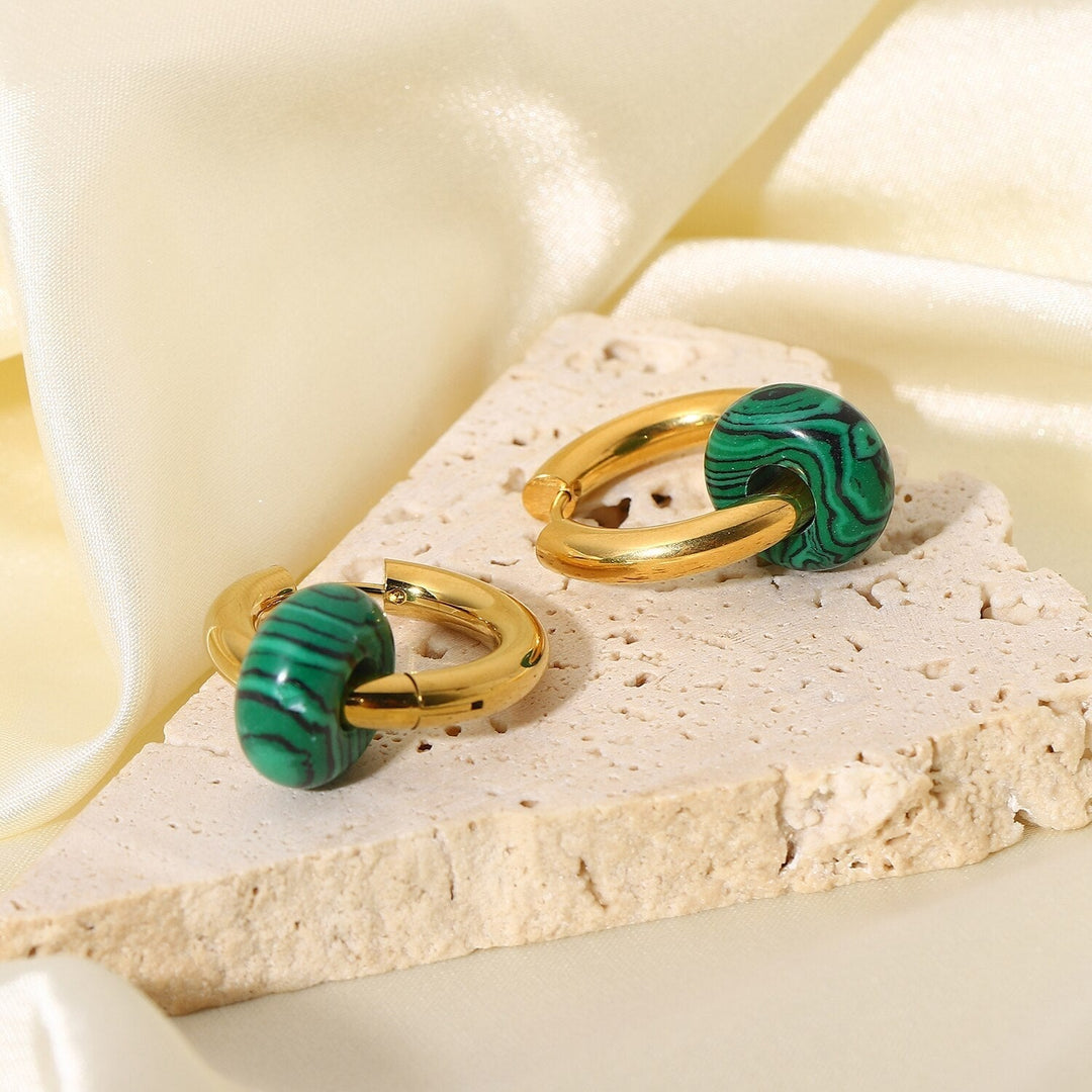 Boucles d'oreilles Émeraude Plaqué Or 18K