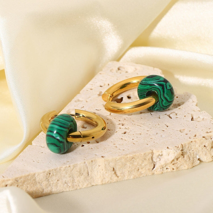 Boucles d'oreilles Émeraude Plaqué Or 18K