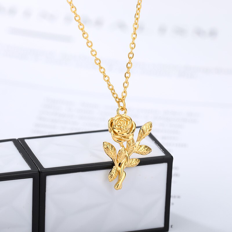 Collier Rosa Plaqué Or 18k