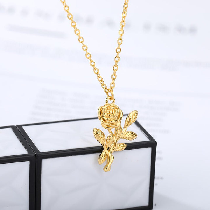Collier Rosa Plaqué Or 18k