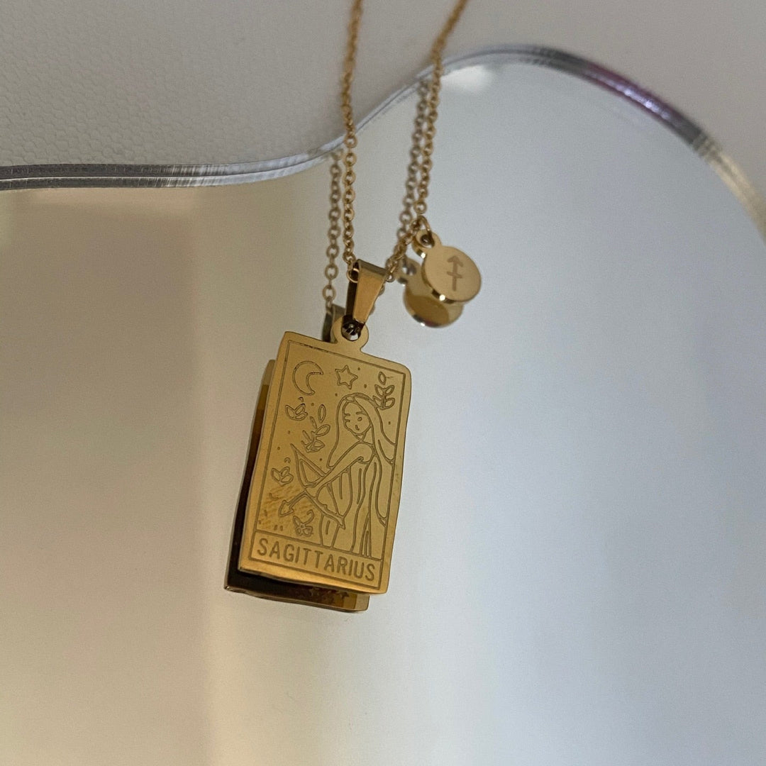 Collier médaille céleste et pampille Plaqué Or 18k