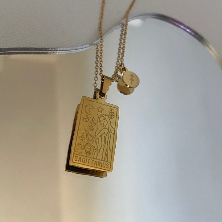 Collier médaille céleste et pampille Plaqué Or 18k