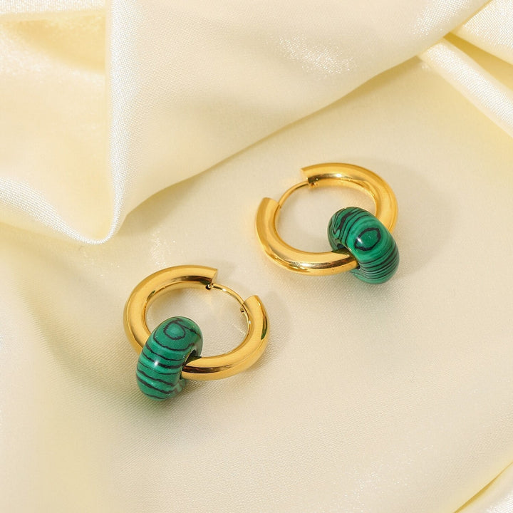 Boucles d'oreilles Émeraude Plaqué Or 18K