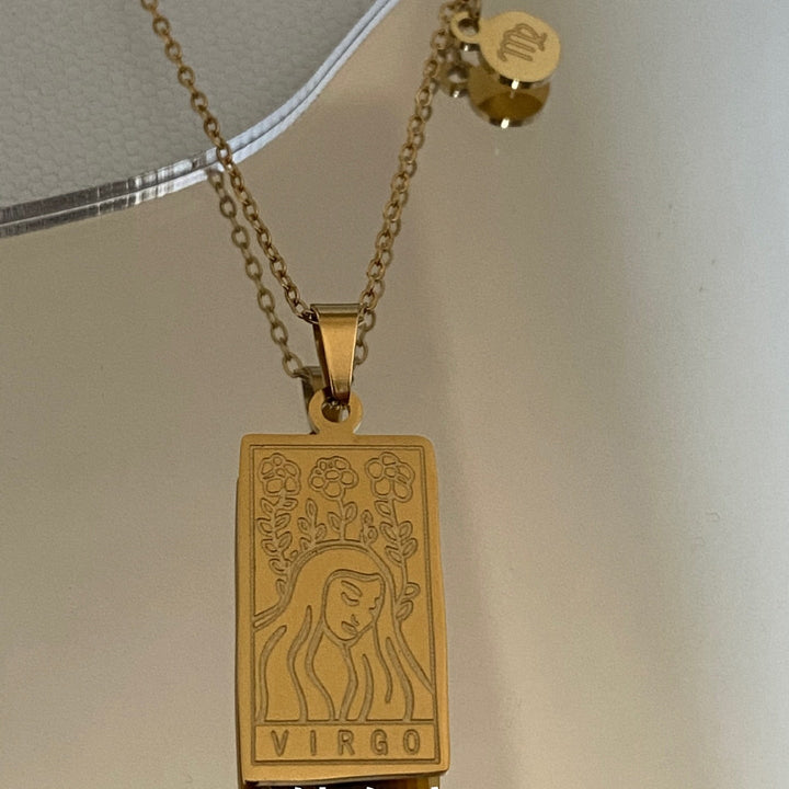Collier médaille céleste et pampille Plaqué Or 18k