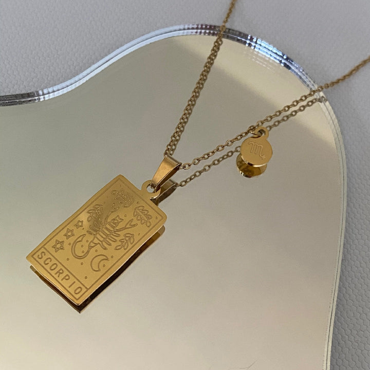 Collier médaille céleste et pampille Plaqué Or 18k