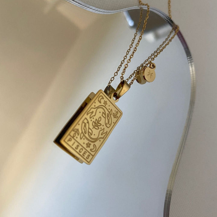 Collier médaille céleste et pampille Plaqué Or 18k