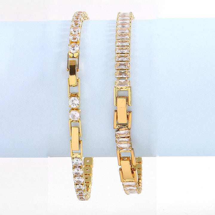 Bracelet Chic rivière de diamants Plaqué Or 18k