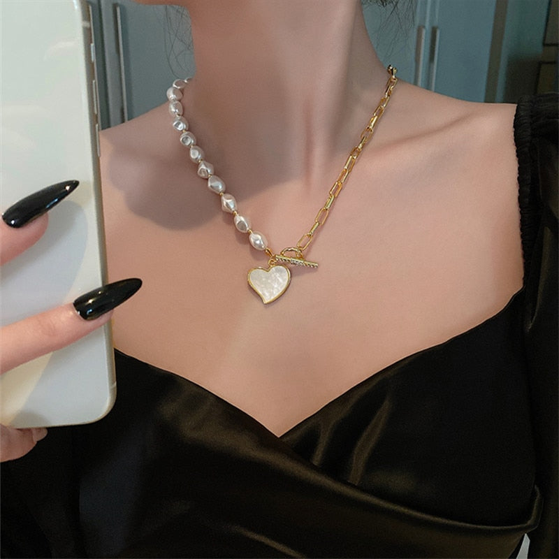 Collier Cœur Baroque Plaqué Or 18K