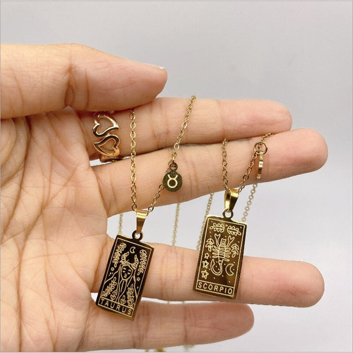Collier médaille céleste et pampille Plaqué Or 18k