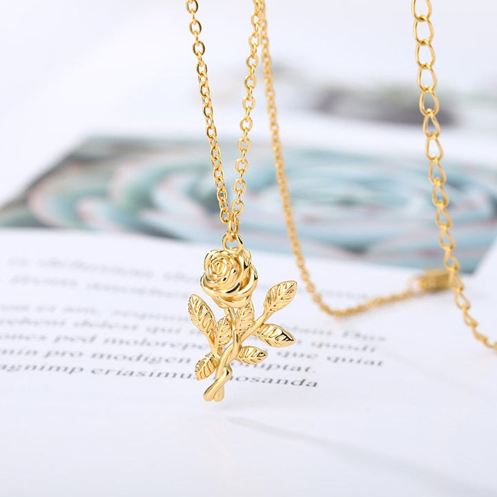 Collier Rosa Plaqué Or 18k