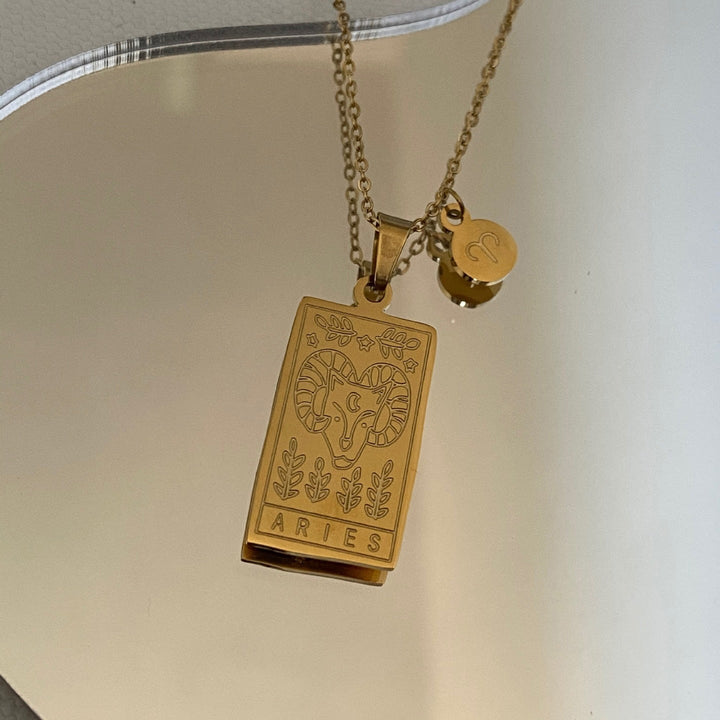 Collier médaille céleste et pampille Plaqué Or 18k