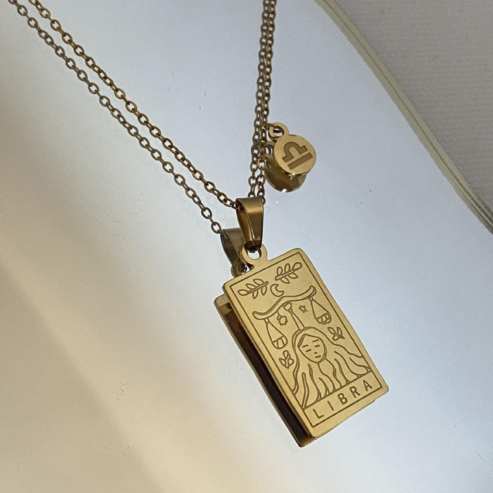 Collier médaille céleste et pampille Plaqué Or 18k