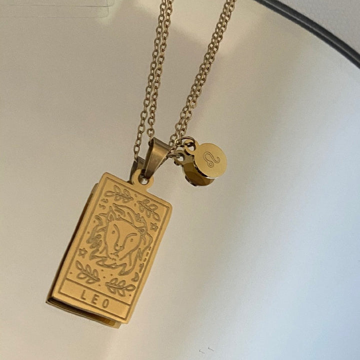 Collier médaille céleste et pampille Plaqué Or 18k