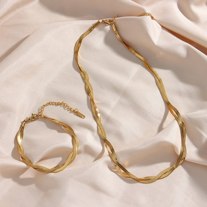 Diane Parure collier et bracelet Plaqué Or 18k