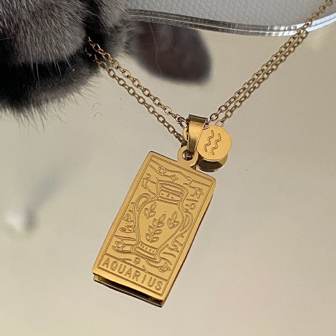 Collier médaille céleste et pampille Plaqué Or 18k