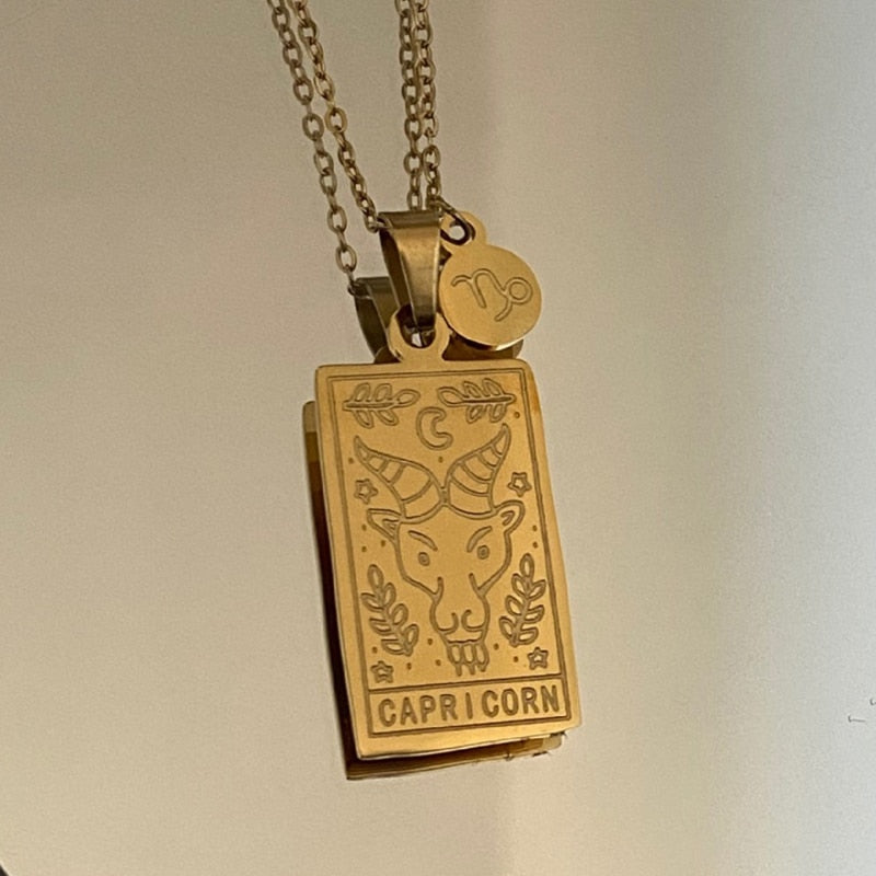 Collier médaille céleste et pampille Plaqué Or 18k