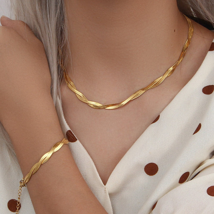 Diane Parure collier et bracelet Plaqué Or 18k