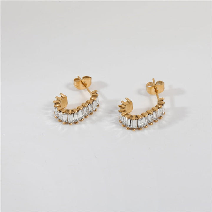 Alixie Demi-créoles pavées cristaux Plaqué Or 18K