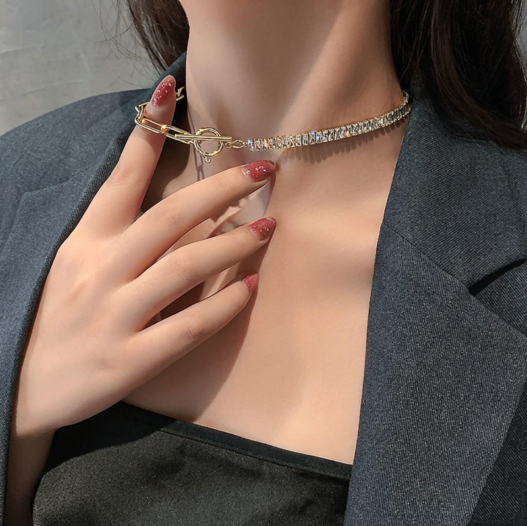 Collier Crystal Plaqué Or 18k