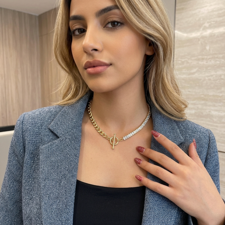 Collier Crystal Plaqué Or 18k