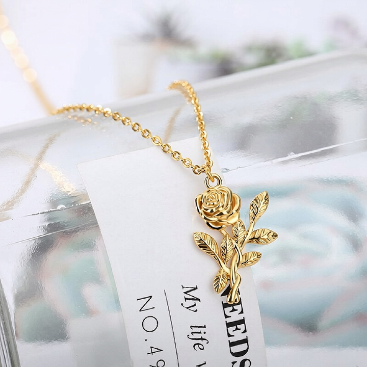 Collier Rosa Plaqué Or 18k