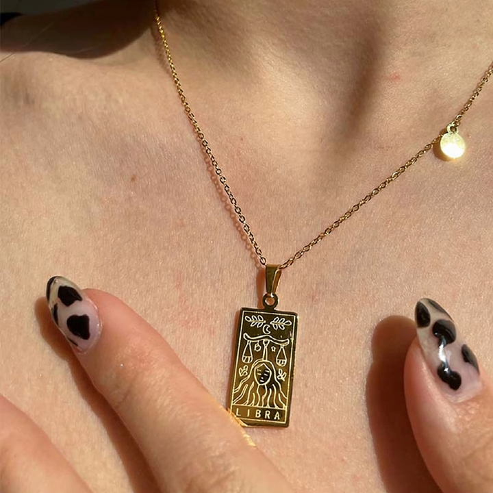 Collier médaille céleste et pampille Plaqué Or 18k